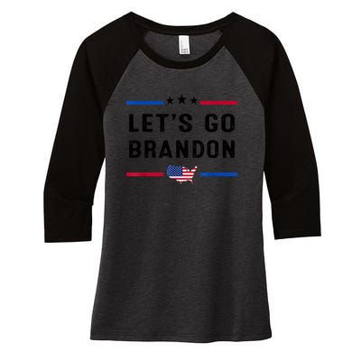 Let’s Go Brandon Conservative US Flag Women's Tri-Blend 3/4-Sleeve Raglan Shirt