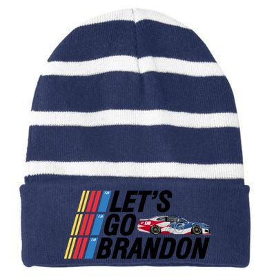 Let's Go Brandon Racing ORIGINAL Striped Beanie with Solid Band