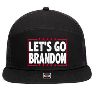 Let's Go Brandon Boxed Logo FJB Biden Chant 7 Panel Mesh Trucker Snapback Hat