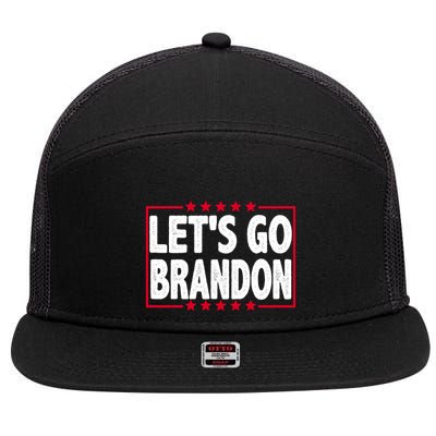 Let's Go Brandon Boxed Logo FJB Biden Chant 7 Panel Mesh Trucker Snapback Hat