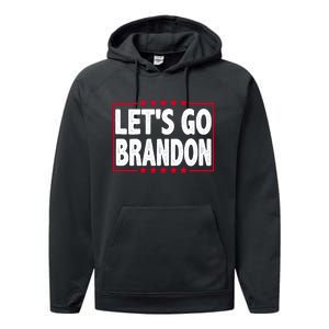 Let's Go Brandon Boxed Logo FJB Biden Chant Performance Fleece Hoodie