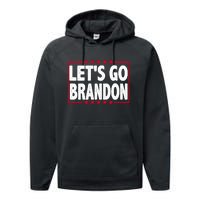 Let's Go Brandon Boxed Logo FJB Biden Chant Performance Fleece Hoodie