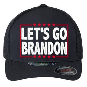 Let's Go Brandon Boxed Logo FJB Biden Chant Flexfit Unipanel Trucker Cap