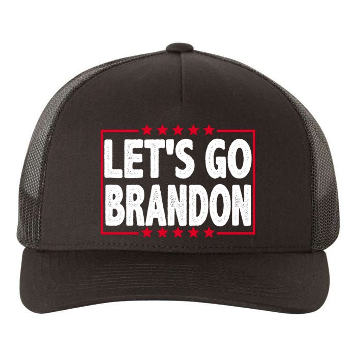 Let's Go Brandon Boxed Logo FJB Biden Chant Yupoong Adult 5-Panel Trucker Hat