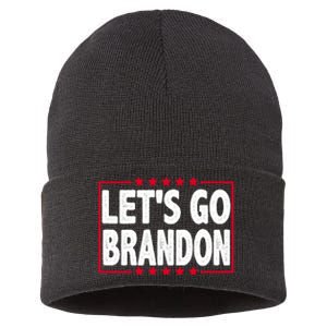 Let's Go Brandon Boxed Logo FJB Biden Chant Sustainable Knit Beanie