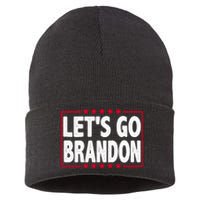 Let's Go Brandon Boxed Logo FJB Biden Chant Sustainable Knit Beanie