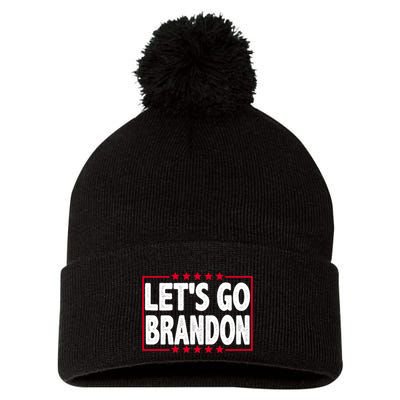 Let's Go Brandon Boxed Logo FJB Biden Chant Pom Pom 12in Knit Beanie