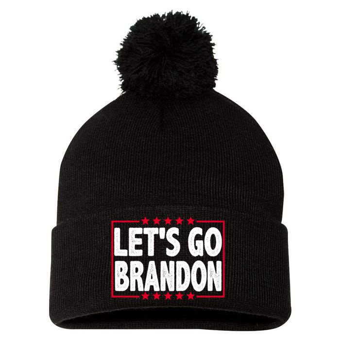 Let's Go Brandon Boxed Logo FJB Biden Chant Pom Pom 12in Knit Beanie