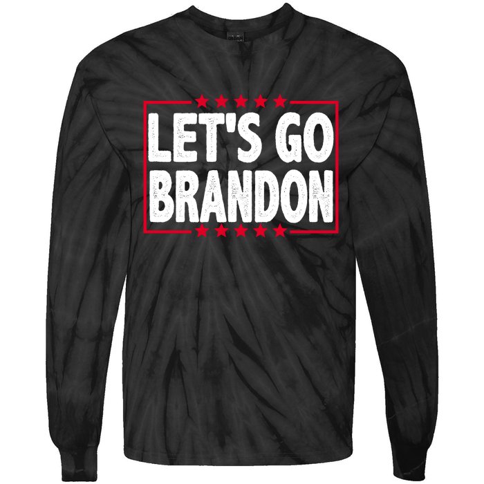 Let's Go Brandon Boxed Logo FJB Biden Chant Tie-Dye Long Sleeve Shirt