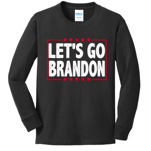 Let's Go Brandon Boxed Logo FJB Biden Chant Kids Long Sleeve Shirt