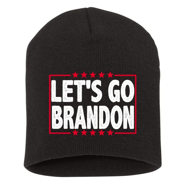 Let's Go Brandon Boxed Logo FJB Biden Chant Short Acrylic Beanie