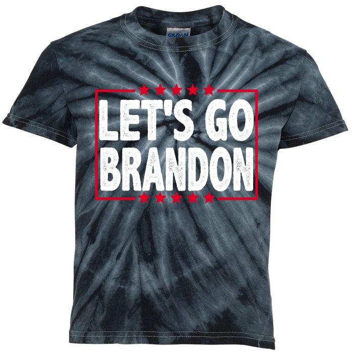 Let's Go Brandon Boxed Logo FJB Biden Chant Kids Tie-Dye T-Shirt