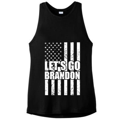 Let's Go Brandon Vintage American Flag Ladies PosiCharge Tri-Blend Wicking Tank