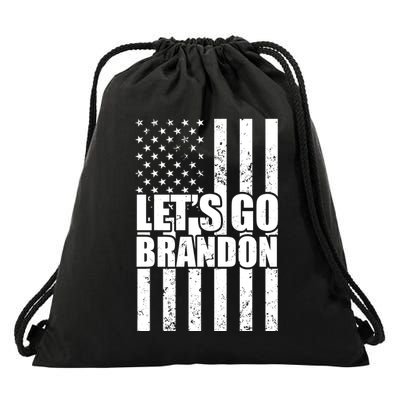 Let's Go Brandon Vintage American Flag Drawstring Bag