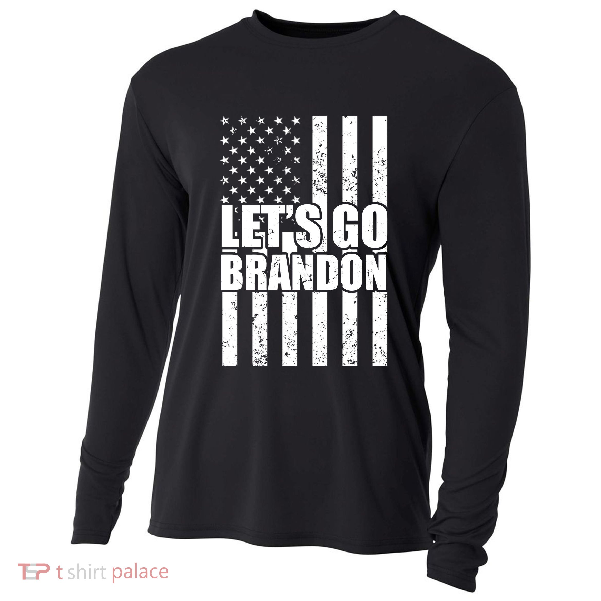 Let's Go Brandon Vintage American Flag Cooling Performance Long Sleeve Crew