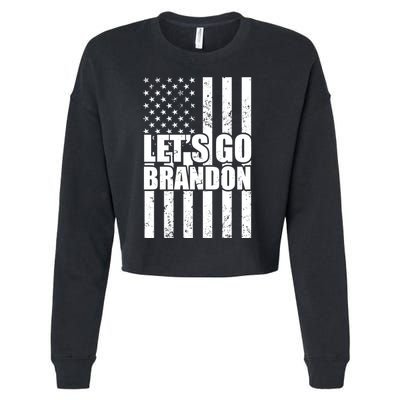 Let's Go Brandon Vintage American Flag Cropped Pullover Crew