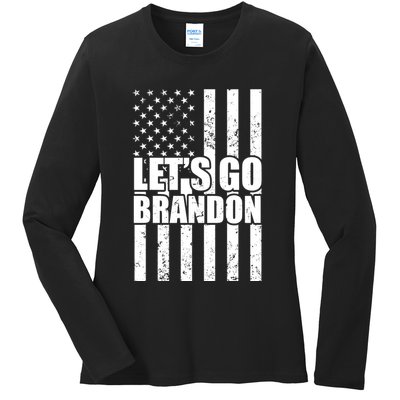Let's Go Brandon Vintage American Flag Ladies Long Sleeve Shirt