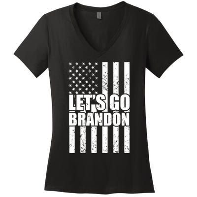 Let's Go Brandon Vintage American Flag Women's V-Neck T-Shirt
