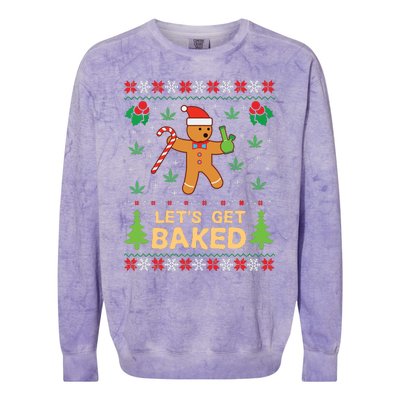 Lets Get Baked Cookie Weed Xmas Ugly Christmas Sweater Colorblast Crewneck Sweatshirt