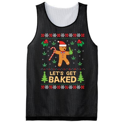 Lets Get Baked Cookie Weed Xmas Ugly Christmas Sweater Mesh Reversible Basketball Jersey Tank