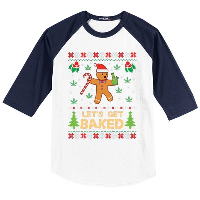 Lets Get Baked Cookie Weed Xmas Ugly Christmas Sweater Baseball Sleeve Shirt