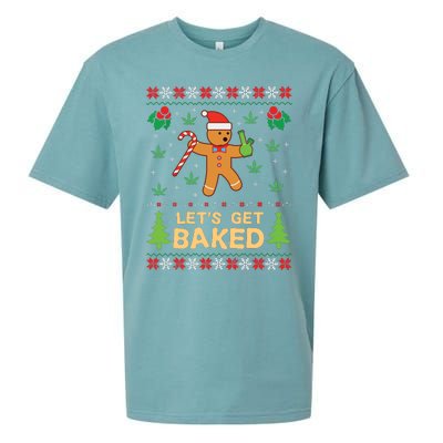 Lets Get Baked Cookie Weed Xmas Ugly Christmas Sweater Sueded Cloud Jersey T-Shirt