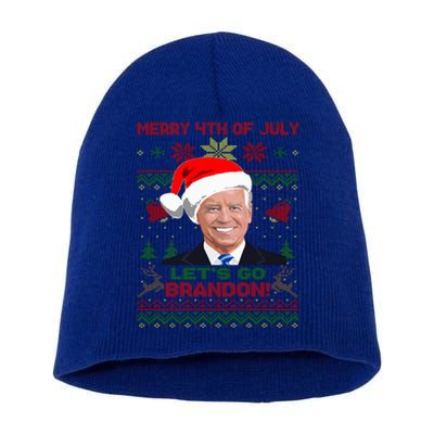 LetS Go Brandon Anti Biden Trump Santa Biden Ugly Christmas Gift Short Acrylic Beanie