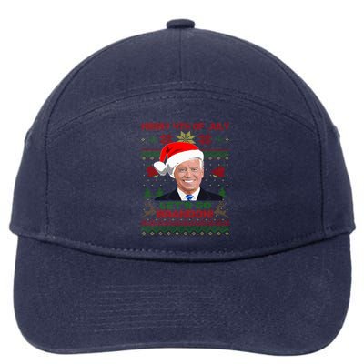 LetS Go Brandon Anti Biden Trump Santa Biden Ugly Christmas Gift 7-Panel Snapback Hat