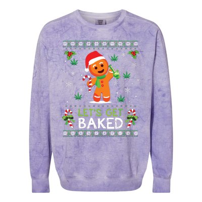 Lets Get Baked Ugly Sweater Weed Christmas Xmas Marijuana Colorblast Crewneck Sweatshirt