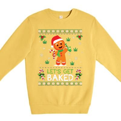 Lets Get Baked Ugly Sweater Weed Christmas Xmas Marijuana Premium Crewneck Sweatshirt