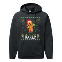 Lets Get Baked Ugly Sweater Weed Christmas Xmas Marijuana Performance Fleece Hoodie