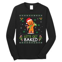 Lets Get Baked Ugly Sweater Weed Christmas Xmas Marijuana Long Sleeve Shirt