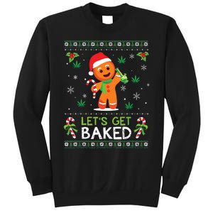 Lets Get Baked Ugly Sweater Weed Christmas Xmas Marijuana Sweatshirt