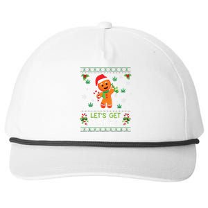 Lets Get Baked Ugly Sweater Weed Christmas Xmas Marijuana Snapback Five-Panel Rope Hat