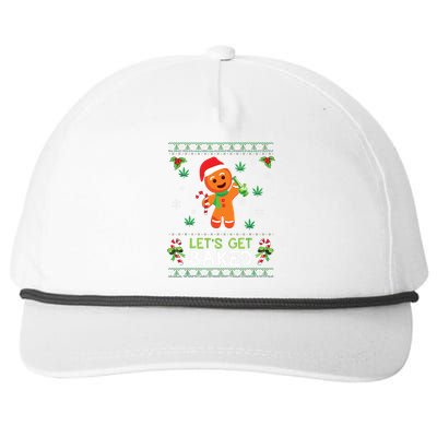 Lets Get Baked Ugly Sweater Weed Christmas Xmas Marijuana Snapback Five-Panel Rope Hat