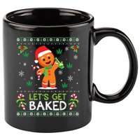 Lets Get Baked Ugly Sweater Weed Christmas Xmas Marijuana 11oz C Handle Ceramic Mug