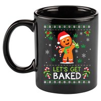 Lets Get Baked Ugly Sweater Weed Christmas Xmas Marijuana 11oz C Handle Ceramic Mug