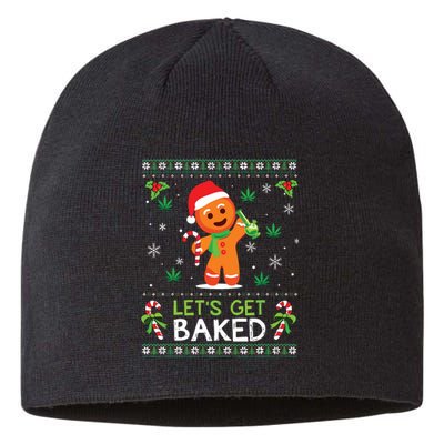 Lets Get Baked Ugly Sweater Weed Christmas Xmas Marijuana Sustainable Beanie