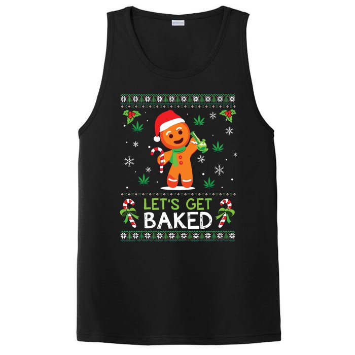 Lets Get Baked Ugly Sweater Weed Christmas Xmas Marijuana PosiCharge Competitor Tank