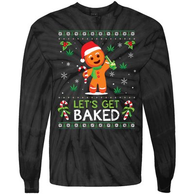 Lets Get Baked Ugly Sweater Weed Christmas Xmas Marijuana Tie-Dye Long Sleeve Shirt