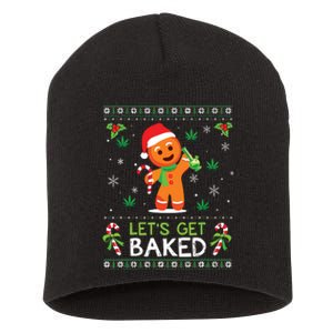 Lets Get Baked Ugly Sweater Weed Christmas Xmas Marijuana Short Acrylic Beanie