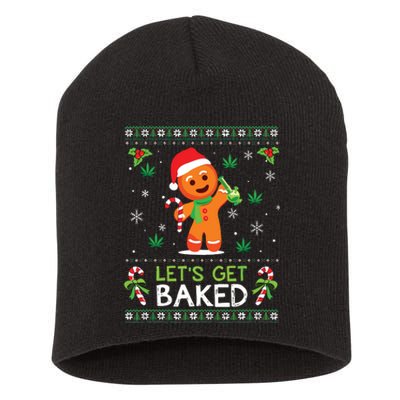 Lets Get Baked Ugly Sweater Weed Christmas Xmas Marijuana Short Acrylic Beanie