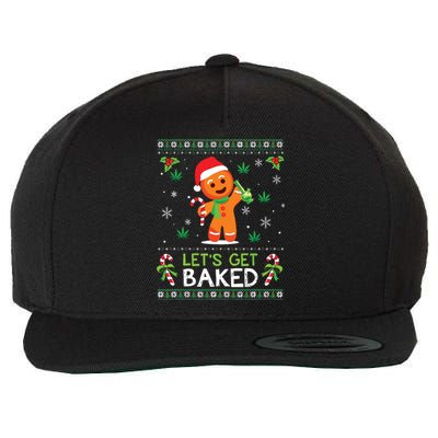 Lets Get Baked Ugly Sweater Weed Christmas Xmas Marijuana Wool Snapback Cap