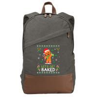 Lets Get Baked Ugly Sweater Weed Christmas Xmas Marijuana Cotton Canvas Backpack