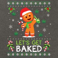 Lets Get Baked Ugly Sweater Weed Christmas Xmas Marijuana Cotton Canvas Backpack