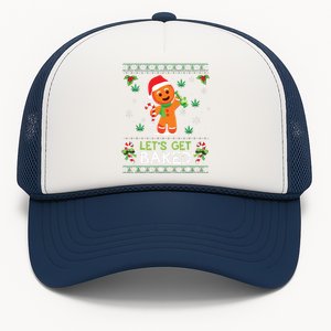 Lets Get Baked Ugly Sweater Weed Christmas Xmas Marijuana Trucker Hat