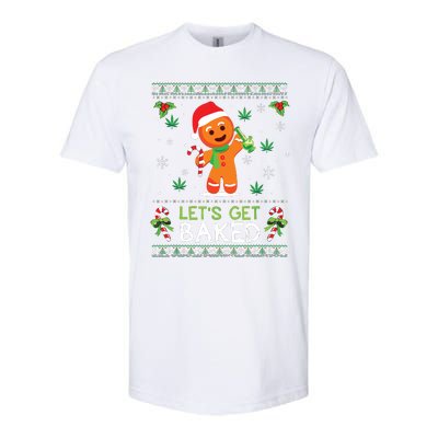 Lets Get Baked Ugly Sweater Weed Christmas Xmas Marijuana Softstyle® CVC T-Shirt