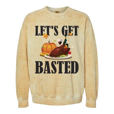 Lets Get Basted Funny Thanksgiving Pun Turkey Holiday Cool Gift Colorblast Crewneck Sweatshirt