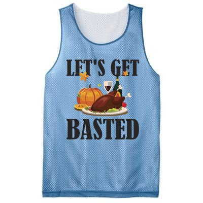 Lets Get Basted Funny Thanksgiving Pun Turkey Holiday Cool Gift Mesh Reversible Basketball Jersey Tank