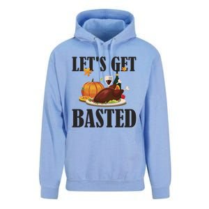 Lets Get Basted Funny Thanksgiving Pun Turkey Holiday Cool Gift Unisex Surf Hoodie